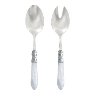 VIETRI Aladdin Brilliant White Salad Server Set - 2 Pieces For Sale
