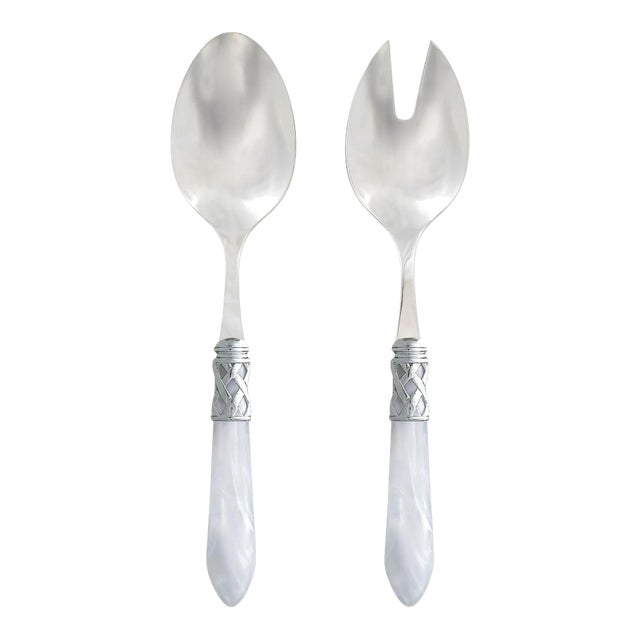 VIETRI Aladdin Brilliant White Salad Server Set - 2 Pieces For Sale