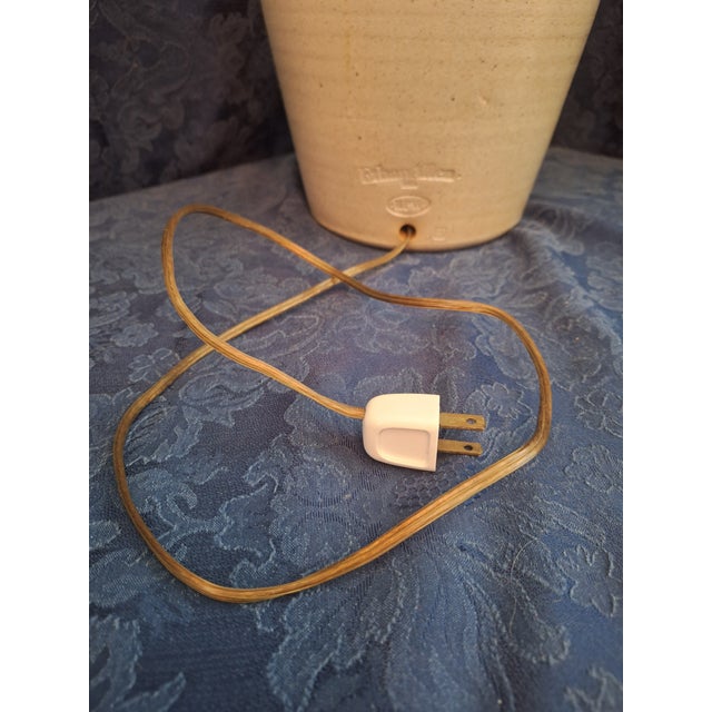 Cream 1980s Ethan Allen Crock Table Lamp With Deer Motif and Shade For Sale - Image 8 of 12