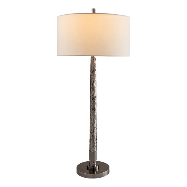 Florence Hammered Nickel Lamp For Sale