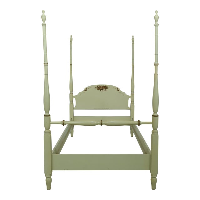 Hitchcock Twin Size Creme Paint Decorated Poster Bed Chairish