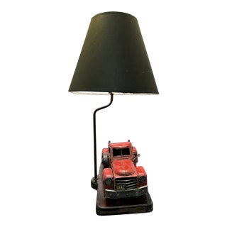 1990s Pottery Barn Red Vintage Ford Style Pick Up Truck Metal Table Lamp Discontinued For Sale