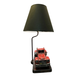 1990s Pottery Barn Red Vintage Ford Style Pick Up Truck Metal Table Lamp Discontinued