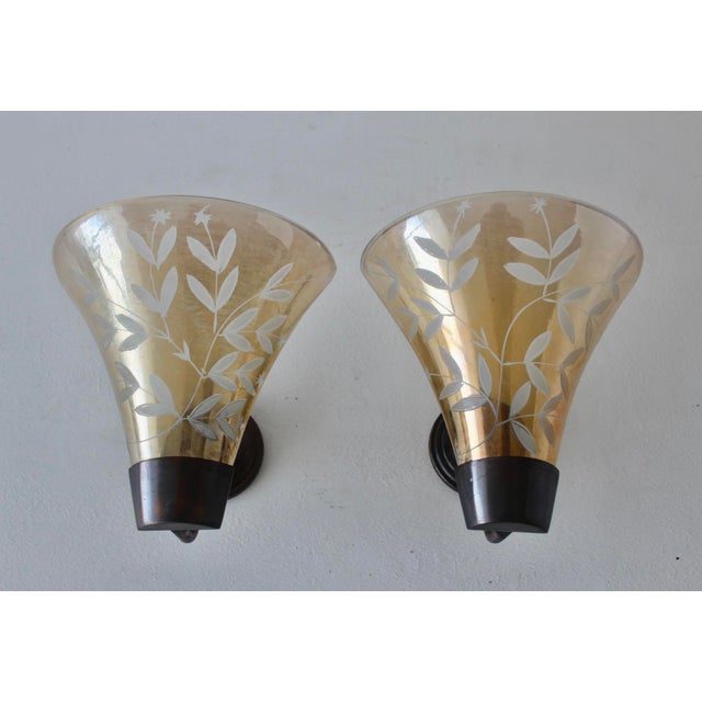 Mauri Almari Late 20th Century Mauri Almari Style Champagne Glass Bronze Finish Tea Candle Wall Sconces-a Pair For Sale - Image 4 of 15