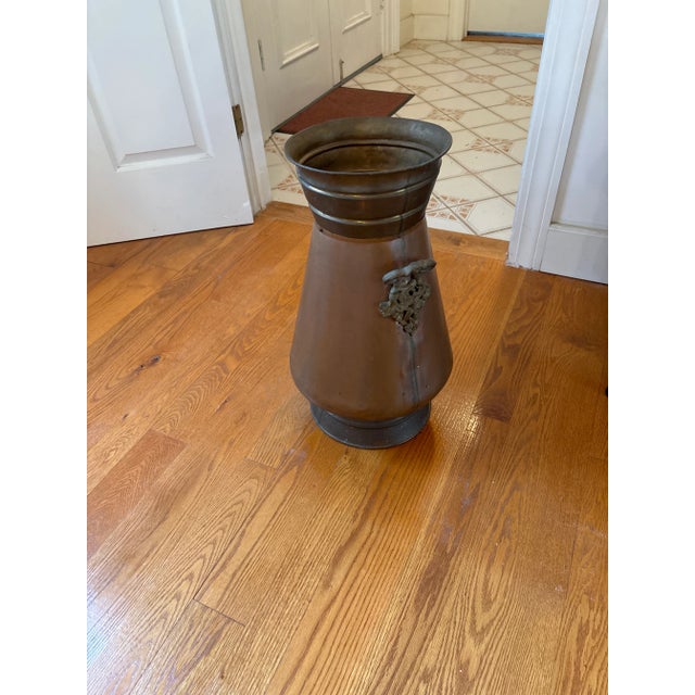 Antique Copper and Brass Umbrella Stand For Sale - Image 4 of 6