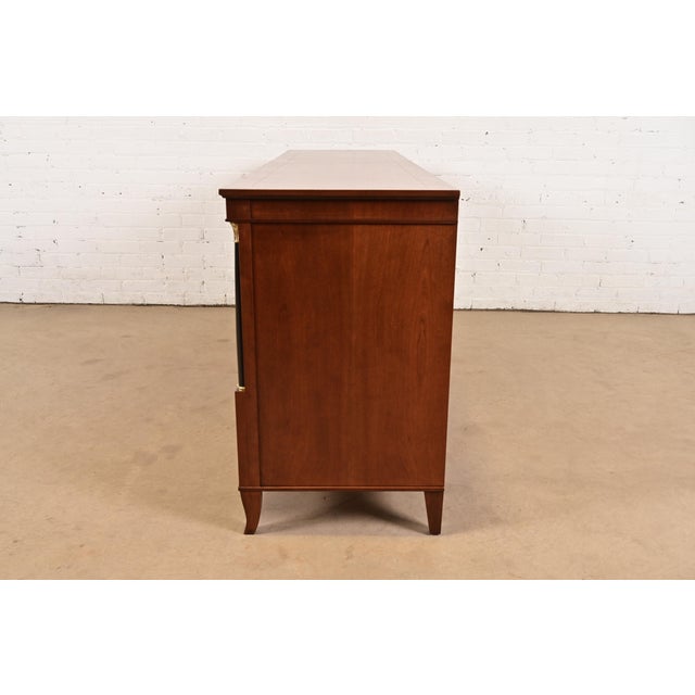 Baker Furniture French Empire Cherry Wood Triple Dresser or Credenza, Newly Refinished For Sale - Image 9 of 11
