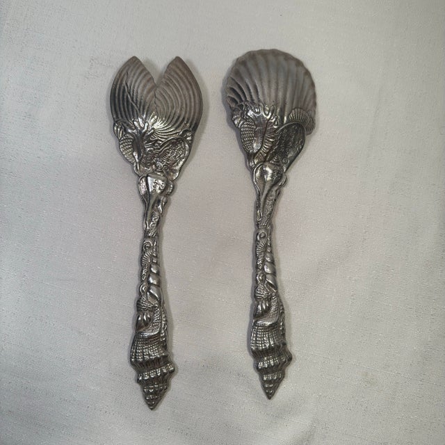 Vintage 1993 Arthur Court Marine Life Shell Salad Servers - Pair For Sale - Image 12 of 12