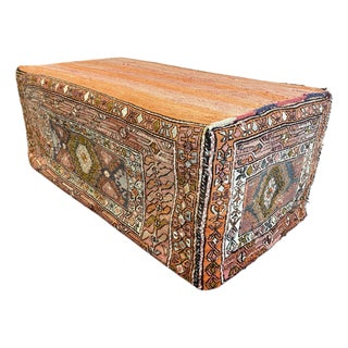Pink Turkish Kilm Slipcovered Upholstered Ottoman For Sale