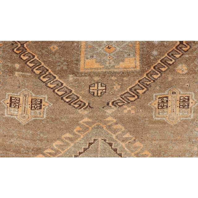 Tribal Vintage Hand Knotted Turkish Kars Gallery Rug in Wool With Diamond Design For Sale - Image 3 of 13