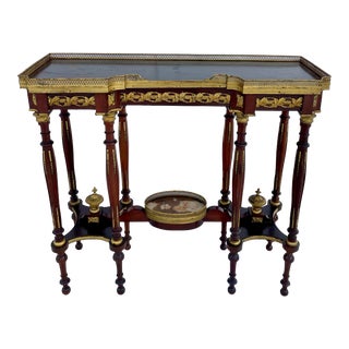 Antique Louis XVI French Gilt Gold Mahogany Console Entry Table For Sale