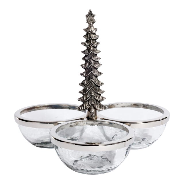 Forêt d’Hiver Tree Silver Trio Condiment Set, Nickel For Sale