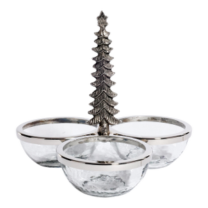 Forêt d’Hiver Tree Silver Trio Condiment Set, Nickel
