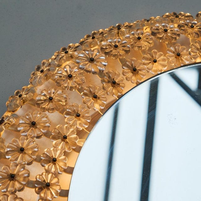 Mid-Century Illuminated Mirror in Pressed Glass with Floral Frame, 1950s For Sale - Image 4 of 11