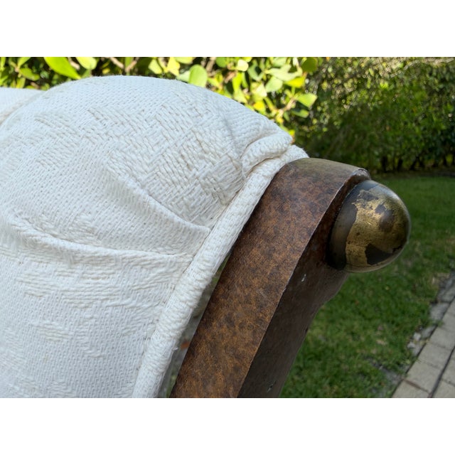 Vintage Hammered Iron Scroll Arm Lounge Chairs With Brass Finials, a Pair For Sale - Image 18 of 18
