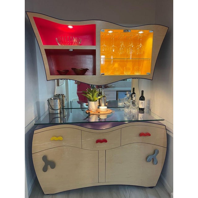 Modern Two-Piece Custom Buffet by Local Artists For Sale - Image 3 of 7