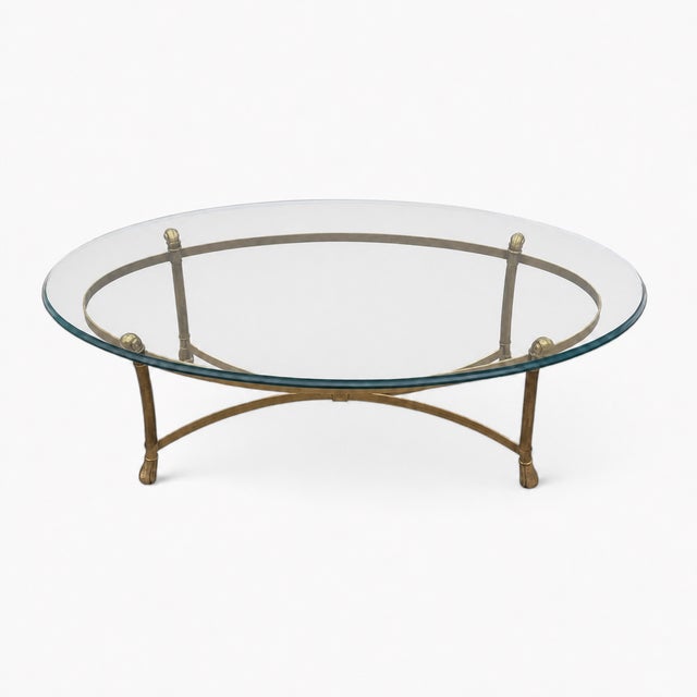 Late 20th Century Attributed LaBarge Glass Top Brass Coffee Table For Sale - Image 16 of 18