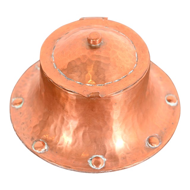 Roycroft Arts & Crafts Hammered Copper Inkwell For Sale