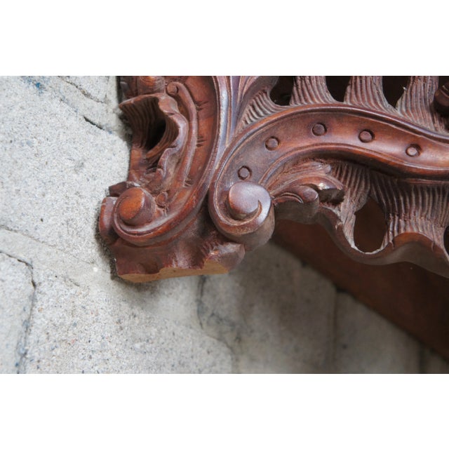 Antique 19th C. French Louis XV Rococo Serpentine Carved Mahogany Console Table For Sale - Image 10 of 12
