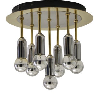 Mid-Century German Atomic Ceiling Lamp in Chrom & Brass from Cosack, 1970s For Sale