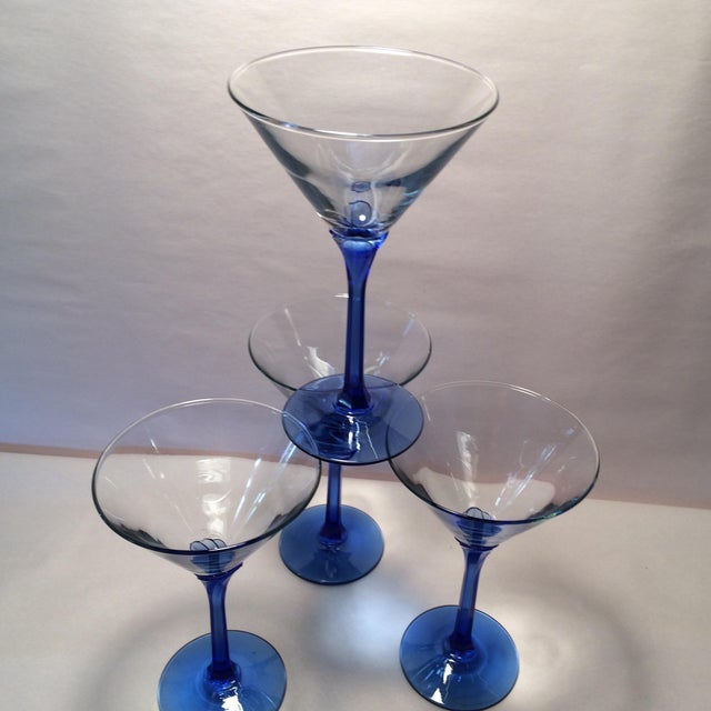 Vintage Crystal Blue Stems Martini Glasses Set of 4 Chairish
