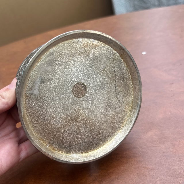 Wood Vintage Silver Italian Style Wine Bottle Coaster With Cork Bottom For Sale - Image 7 of 7