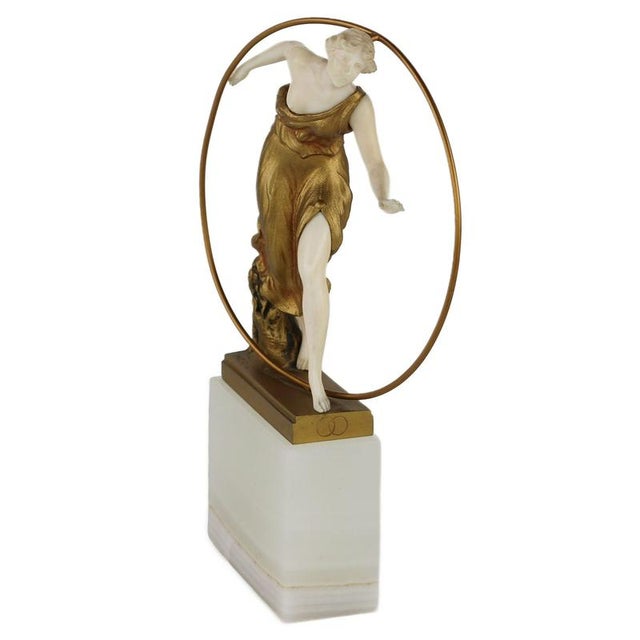 Bronze Figure of a Woman with a Hoop from Georges Morin, 1920s For Sale - Image 3 of 7
