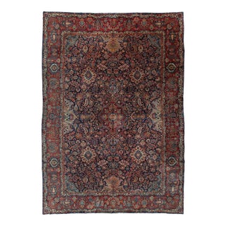 Antique Zabihi Collection Navy Traditional Kashan Rug - 11'8" x 16'6" For Sale