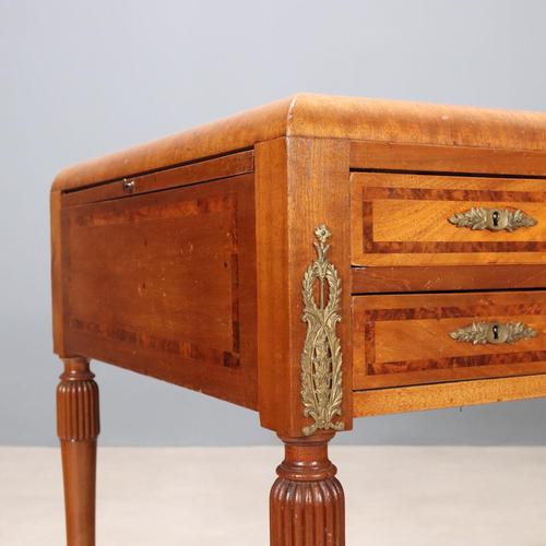 Mahogany Desk with Mahogany Burl Trim For Sale - Image 4 of 14