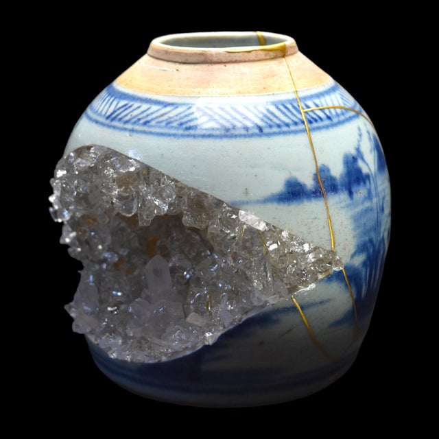 Early 21st Century Kintsugi Geode Vase by Myriam Greff For Sale - Image 5 of 13