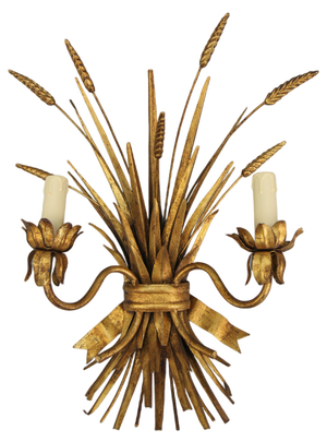 Hollywood Regency Style Sheaf Sconce in Gilt Metal, 1960s