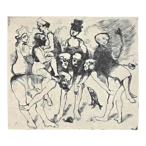 Franco Gentilini, Figures, Offset Print, 1970s For Sale