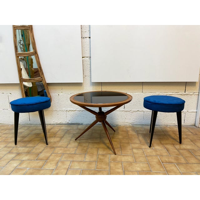 Mid-Century Modern Italian Mid Century Wood and Opaline Glass Coffee Table. Italy, 1950s For Sale - Image 3 of 11