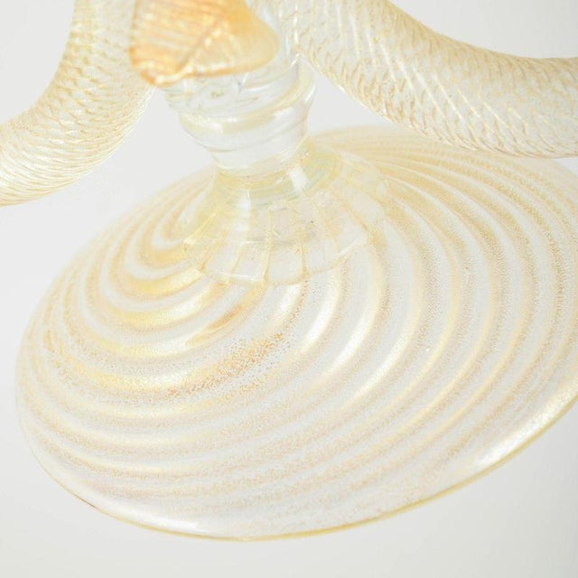 Large Two-Light Art Glass Candlestick with Floral Elements, 1960s For Sale - Image 6 of 7
