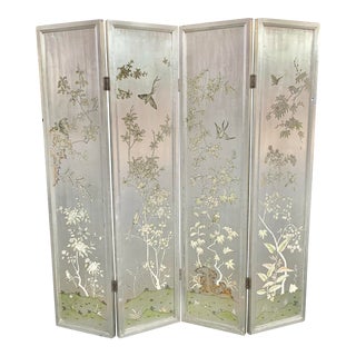 Vintage Chinese Silver Leaf Screen For Sale