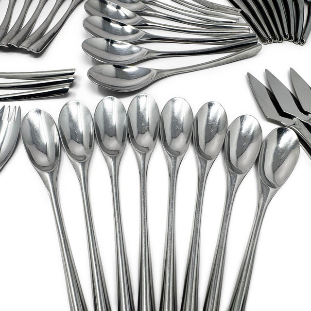 1970s Instrumenta Stainless Steel Flatware by Lino Sabattini for Zani & Zani - Service for 8 For Sale - Image 5 of 9