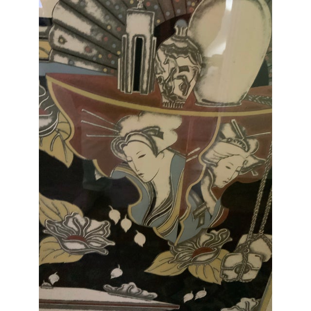 Large Scale Sidney Schatzky Art Deco Revival Chinoiserie Print With Custom Pagoda Mat – Framed 26” × 38” Palm Beach Chic - See Inspiration Pics! For Sale - Image 9 of 11
