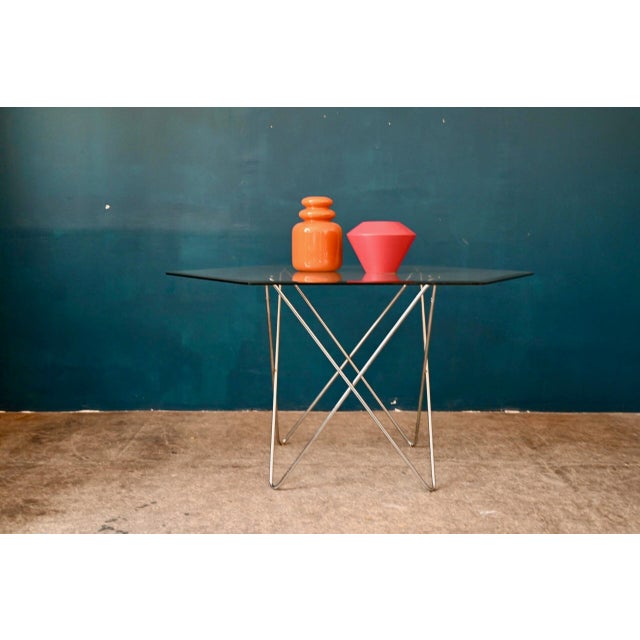 Vintage Table with Eiffel Legs and Hexagonal Top in Beveled Glass, 1980s For Sale - Image 17 of 17