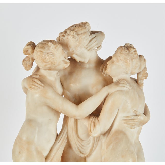 Cream 19th Century Italian Carved Alabaster Sculpture of the Three Graces After Canova - 23" For Sale - Image 8 of 13
