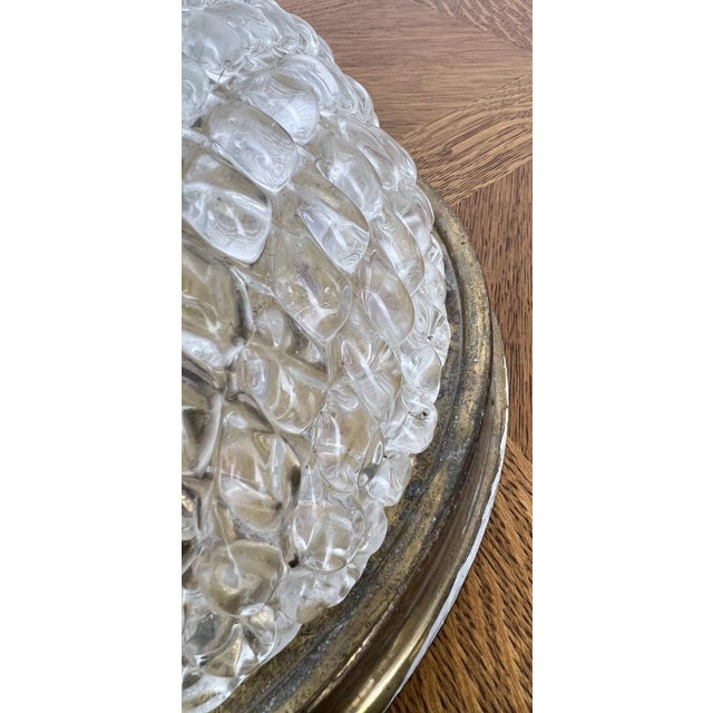 Vintage French Brass Ceiling Lamp in Glass For Sale - Image 12 of 16