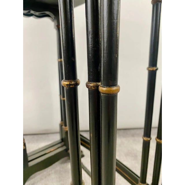 Early 20th Century Chinoiserie Black Lacquered Japanned Nesting Tables - Set of 3 For Sale - Image 10 of 12