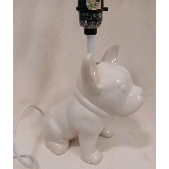Ceramic 2015 Baby Bulldog Frenchie Dog Lover Lamp Spotlight Decor White Pet Works For Sale - Image 7 of 16