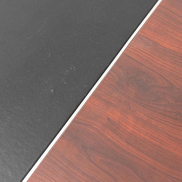 Black Wooden and Eco-Leather Desk Table, 1970s For Sale - Image 8 of 11