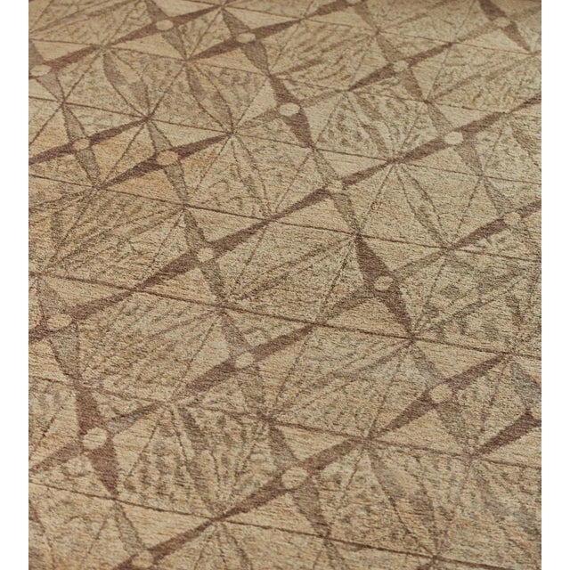 MANSOUR Hand-Knotted Patterned All-Natural Hemp Rug For Sale - Image 4 of 8