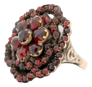 Victorian Gold, Silver, and Garnet Cluster Ring