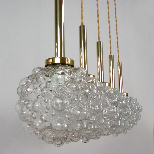 Metal Mid-Century German Clear Bubble and Brass Pendant, 1960s For Sale - Image 7 of 17