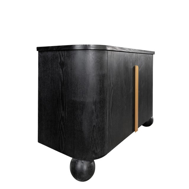 Flamm Modern Accent Cabinet with Ball Legs in Black For Sale - Image 4 of 7