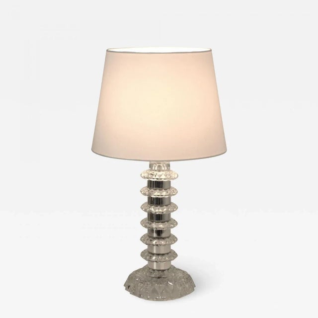 Glass Glass and Chrome Table Lamp by Carl Fagerlund for Orrefors, Sweden, 1960s For Sale - Image 7 of 13