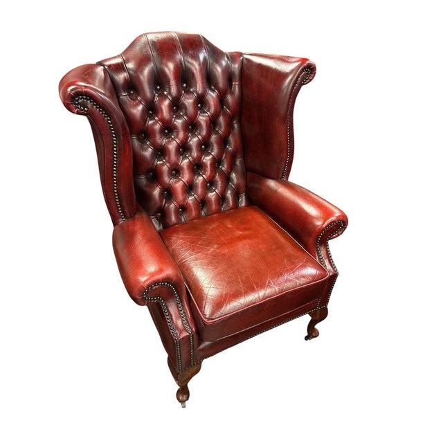 English Chesterfield Wingback Chair For Sale - Image 6 of 6
