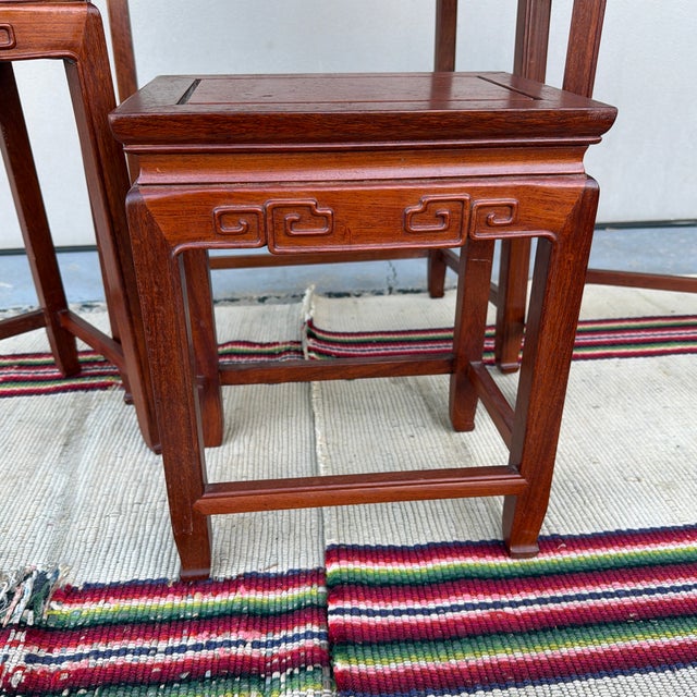 Wood A Very Nice Set of 4 Vintage Chinoiserie Mahogany Nesting Tables, Circa 1960's For Sale - Image 7 of 12