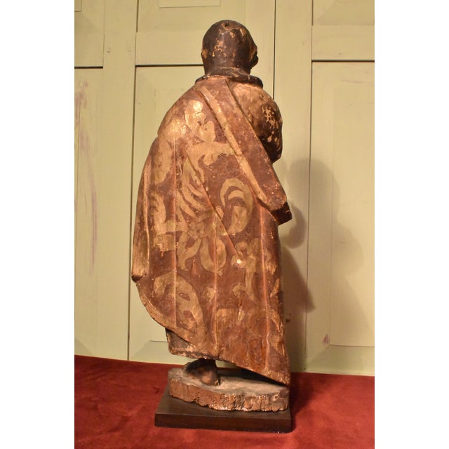 18th Century A Large Carved Painted Polychrome Santos, Possibly John the Baptist For Sale - Image 4 of 7